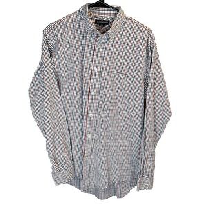 Lands' End Plaid Button Down Shirt Mens M Long Sleeve Collared Career Casual